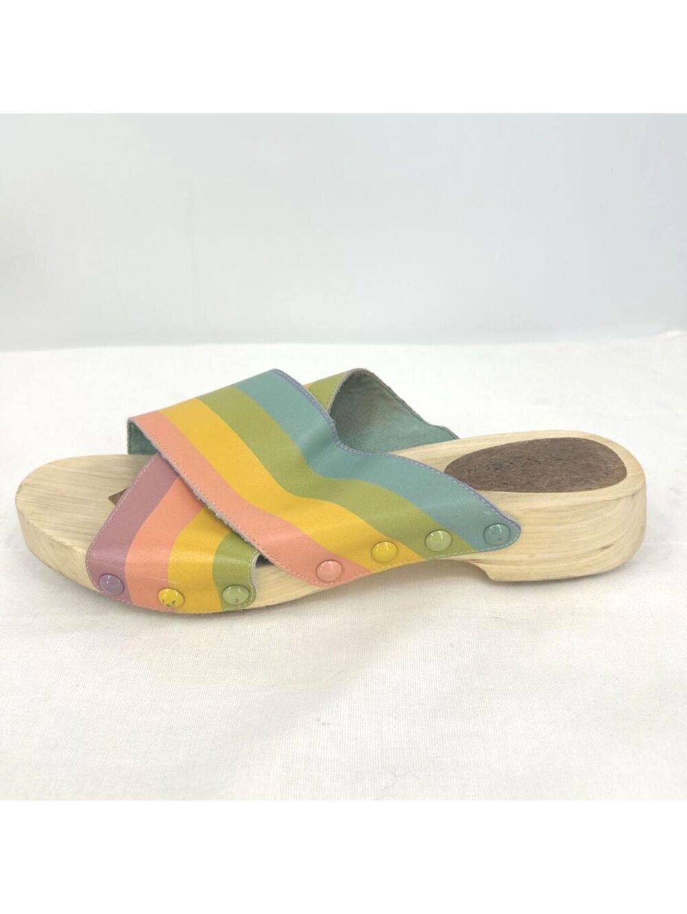 Women's Kelsi Dagger Brooklyn Gear Leather Clog Slide Rainbow Shoes 8.5